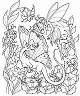 Coloring Pages Fairies Dragon Fairy Adult Unicorn Fantastical Printable Dragons Colouring Animal Book Color Books Uploaded sketch template