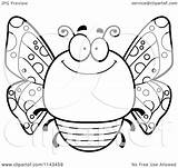 Chubby Butterfly Smiling Clipart Cartoon Bored Outlined Coloring Vector Cory Thoman Royalty sketch template