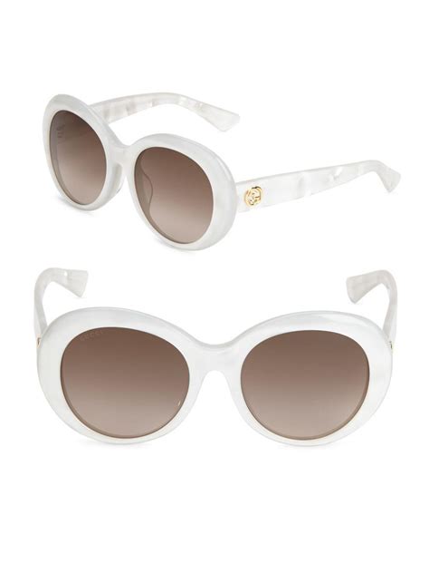 Gucci 54mm Round Sunglasses In White Lyst