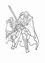 Wars Gon Jinn Wan Kenobi Coloriages Rogue Enfants épisode Yoda Mestre sketch template