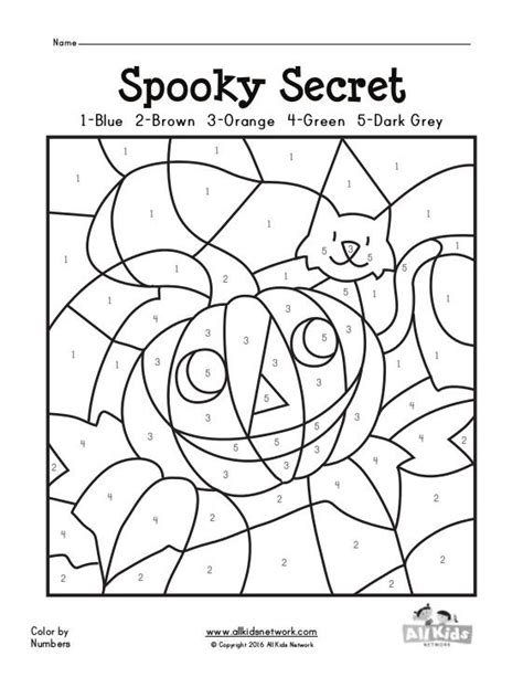 color  number halloween coloring pages