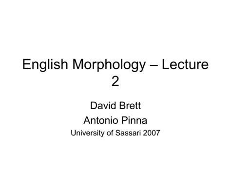 english morphology lecture