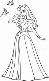 Coloring Aurora Princess Pages Disney Pose Birds Choose Board sketch template