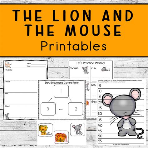 aesops fables printables  lion   mouse simple living