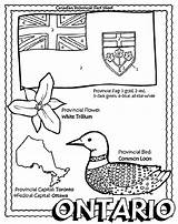 Ontario Coloring Pages Canadian Canada Crayola Provinces Province Symbols Flag Provincial Flags Color Studies Social Grade Colouring Print Differant Easy sketch template