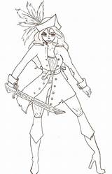 Pirate Coloring Pages Girl Female Getdrawings Getcolorings Print Color sketch template