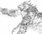 Guild Warrior War Male Coloring Pages Wolf sketch template