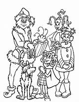 Coloring Pages Christmas Grinch Gift Whoville sketch template