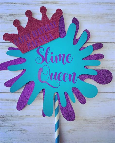 slime queen cake topper slime birthday queen  slime cake topper