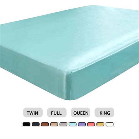 satin silk fitted bed sheet  deep pocket ultra luxury smooth twin cyan walmart canada