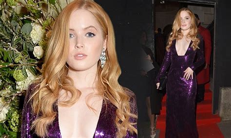 ellie bamber flaunts her cleavage at vogue london bash daily mail online