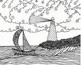 Coloring Pages Lighthouse Boat Printable Seascape Adults Carolina North Adult Sailboat Color Ferry Template Getdrawings Getcolorings Print Popular Sheets sketch template