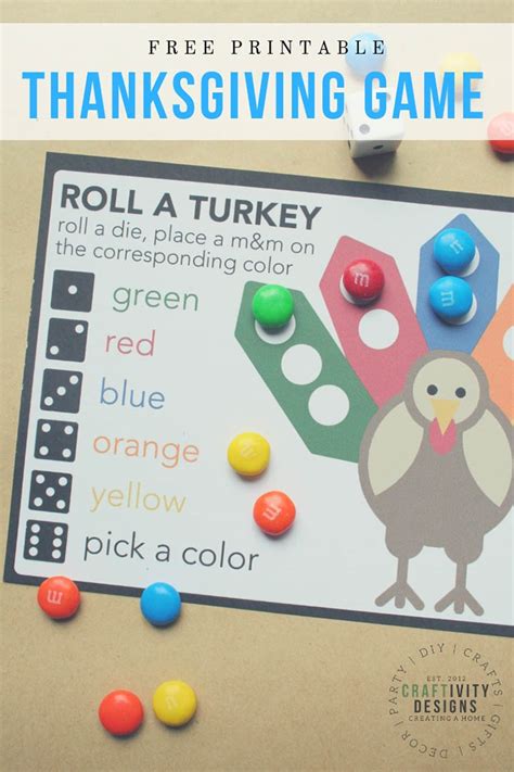 roll  turkey game  printable  printable templates