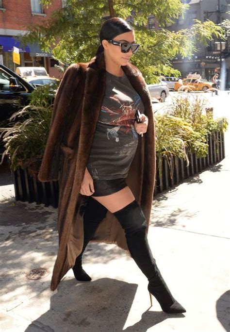 human enigma kim kardashian wears full fur coat to fashion week