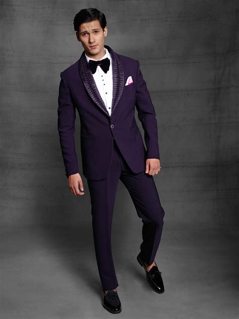 purple colour imported fabric designer wedding suit
