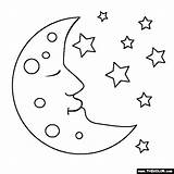 Moon Coloring Pages Stars Star Planet Template Colouring Thecolor Color Planets Online Print Popular Shooting Craft Vintage sketch template