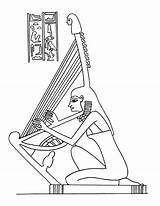 Harp Egyptian Coloring Player Pages Kids sketch template