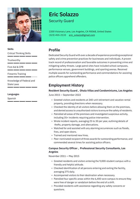 security guard resume examples writing tips  resumeio