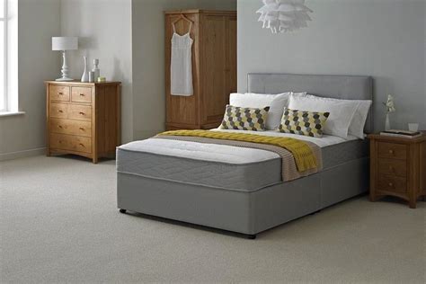 chelsea grey fabric divan set  comfort spring memory foam mattress bedworld ireland