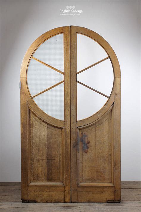 arched oak circular glass framed double doors