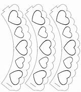 Cupcake Wrappers Colouring Frilly Kids Heart Printables Hearts Valentine sketch template