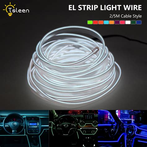 flat el wire neon light strip 2m 5m with inverter for costume stage car