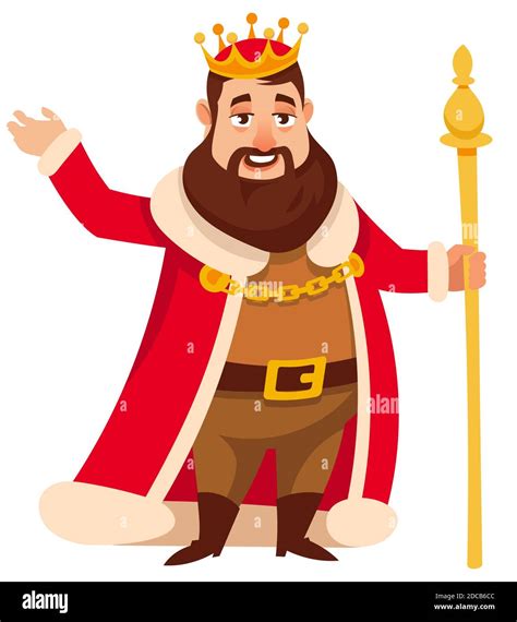 king holding scepter royal character  cartoon style stock vector