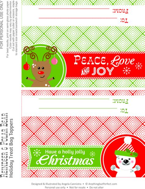 treat bag toppers holiday printables bag toppers kids christmas