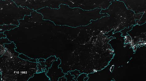 China From Space At Night From 1992 To 2010 Night