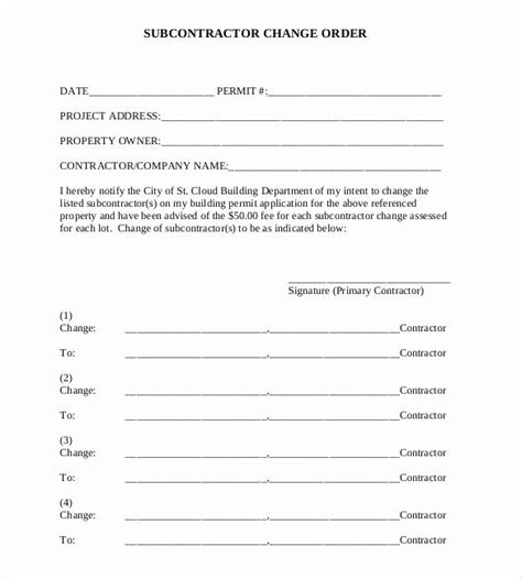 change order request template letter  template