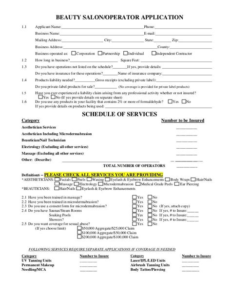 Beauty Salon Application Forms Hairdressing Job Application Forms