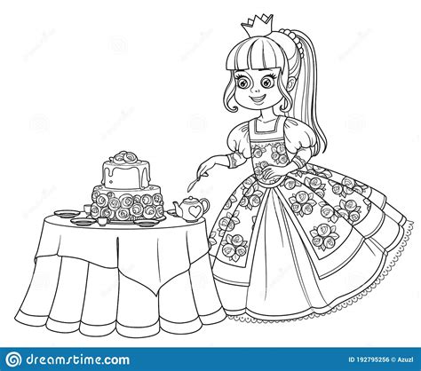 beautiful princess   table   delicious cake outlined
