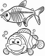 Fish Coloring Color Two Pages Kids Sea Worksheet Animals Water Print Children Choose Board Topcoloringpages Printable sketch template