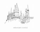 Hogwarts Potter Harry Illustration Castle Drawings Sketch Colouring Tattoo Choose Board sketch template