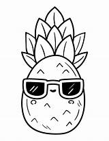 Coloring Pineapple Summer Kawaii Pages Printable sketch template