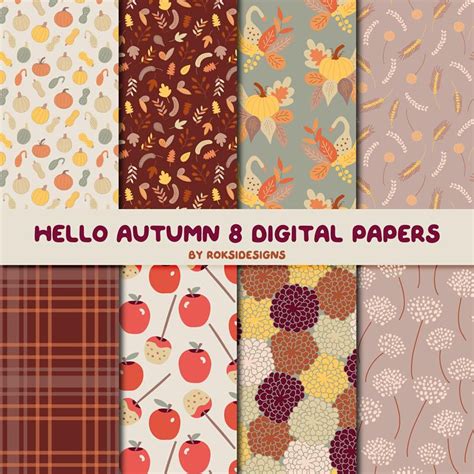 autumn digital paper fall pattern scrapbooking paper etsy polska