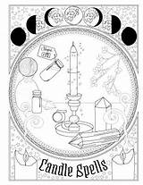 Spells Coloring Pages Book Witch Magic Adult Spell Printable Books Witchcraft Shadows Sheets Color Wiccan Candle Witchy Wicca Choose Board sketch template