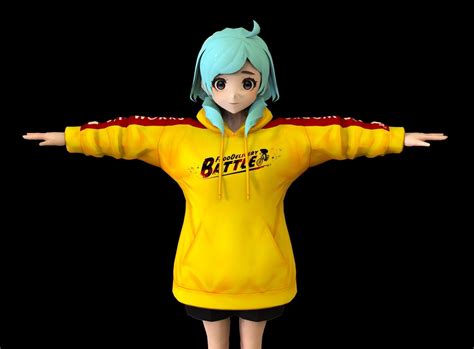 3d model anime girl low poly character 15 vr ar low poly rigged