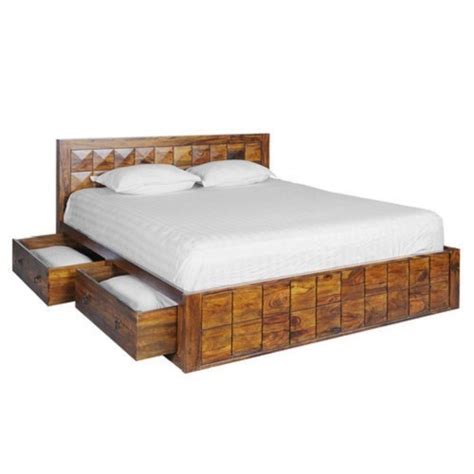 wooden double box bed rs  piece wood