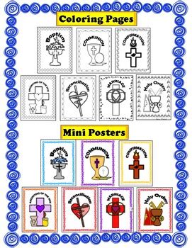 sacraments coloring pages  mini poster set   ps prek pups