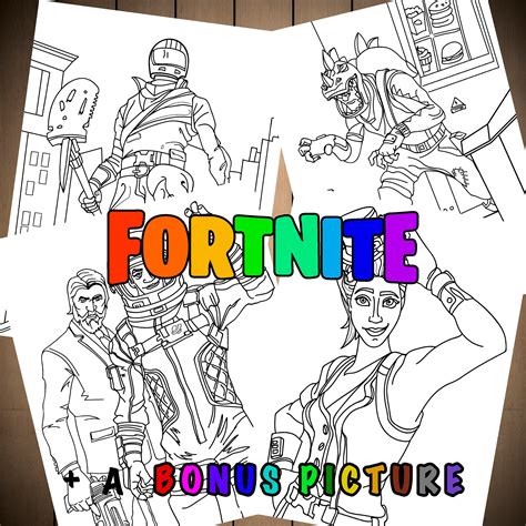 fortnite battle royale coloring pages set    birthday etsy