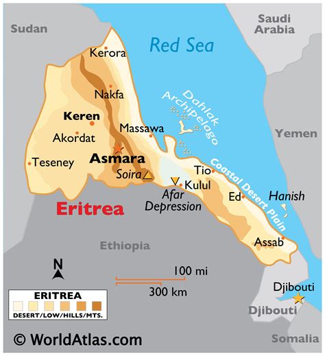 eritrea map geography  eritrea map  eritrea worldatlascom