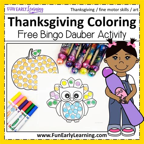 thanksgiving bingo dauber coloring pages fun early learning