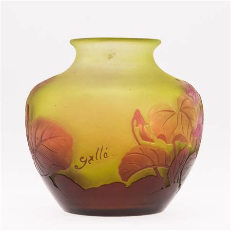 Antique 20thc Art Nouveau Emile Galle Floral Cameo Glass Vase C 1910
