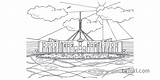 Parliament House Canberra Colouring Australia Mindfulness Ks2 Twinkl sketch template