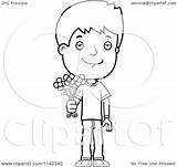 Adolescent Boy Holding Teenage Flowers Cartoon Clipart Coloring Cory Thoman Outlined Vector Royalty Collc0121 sketch template