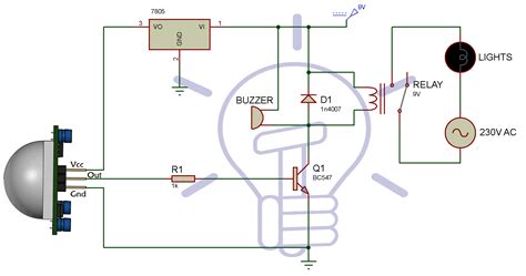 pir sensor light circuit diagram
