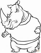 Coloring Rhino Rhinoceros Cartoon Pages Color Kids Colouring Drawings Character Printable Neushoorn Supercoloring Fun Silhouettes Choose Board Comments sketch template