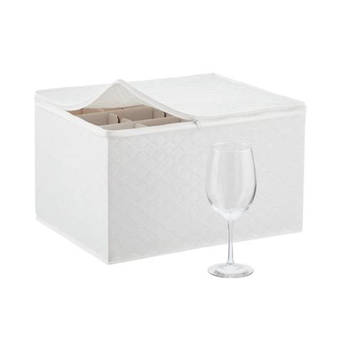 Stemware Storage Case White Quilted Wine Glass Storage