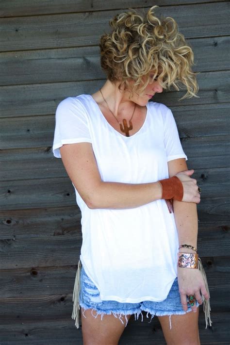 The Slouch Tee Basic White Junk Gypsy Co Curly Hair